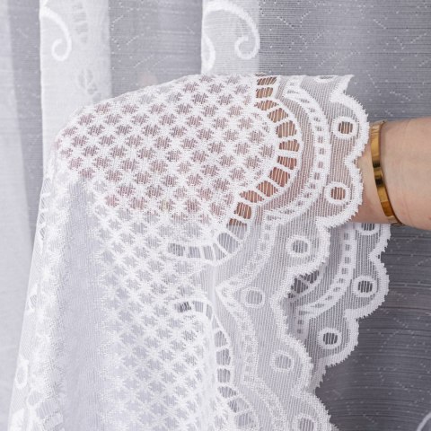 Firanka żakardowa ze wzorem pasowym, wysokość 250cm, kolor 001 biały 361710/000/001/000250/1