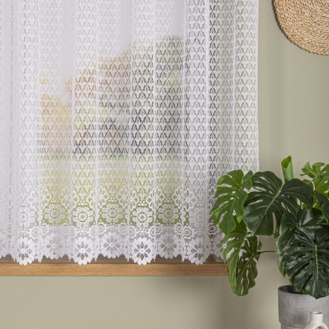 Firanka żakardowa ze wzorem po całości, wysokość 140cm, kolor 001 biały 004411/000/001/000140/1