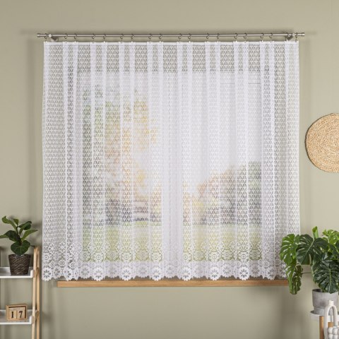 Firanka żakardowa ze wzorem po całości, wysokość 140cm, kolor 001 biały 004411/000/001/000140/1