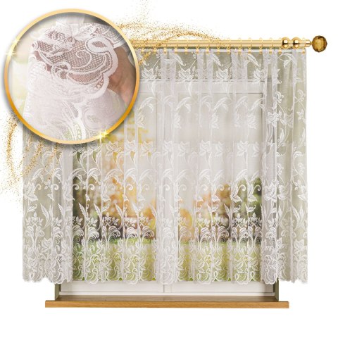Firanka żakardowa ze wzorem po całości, wysokość 150cm, kolor 001 biały 049815/000/001/000150/1