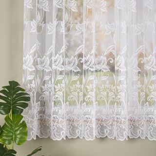 Firanka żakardowa ze wzorem po całości, wysokość 160cm, kolor 001 biały 049815/000/001/000160/1