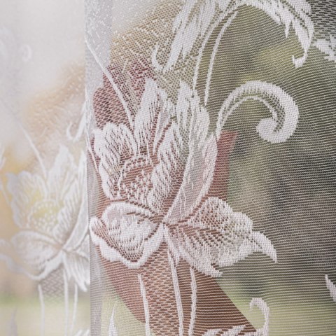 Firanka żakardowa ze wzorem po całości, wysokość 160cm, kolor 001 biały 049815/000/001/000160/1