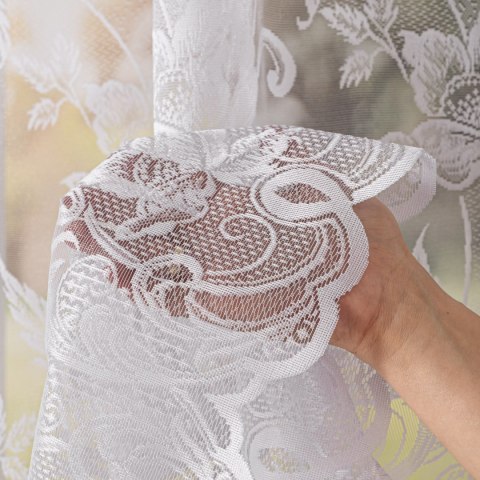 Firanka żakardowa ze wzorem po całości, wysokość 160cm, kolor 001 biały 049815/000/001/000160/1