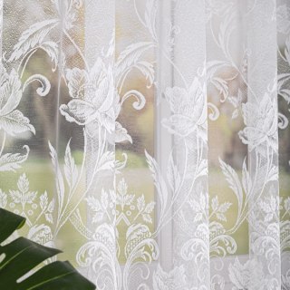 Firanka żakardowa ze wzorem po całości, wysokość 170cm, kolor 001 biały 049815/000/001/000170/1