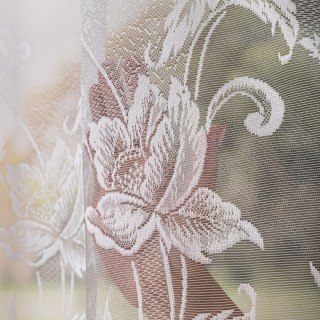 Firanka żakardowa ze wzorem po całości, wysokość 170cm, kolor 001 biały 049815/000/001/000170/1