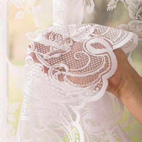 Firanka żakardowa ze wzorem po całości, wysokość 170cm, kolor 001 biały 049815/000/001/000170/1