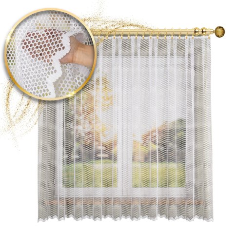 Firanka żakardowa ze wzorem po całości, wysokość 180cm, kolor 001 biały 011607/000/001/000180/1