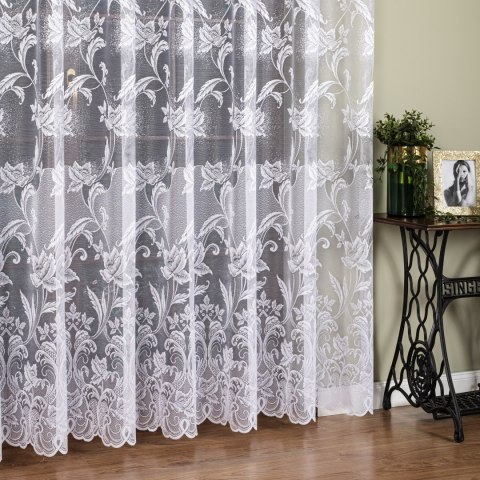 Firanka żakardowa ze wzorem po całości, wysokość 250cm, kolor 001 biały 049815/000/001/000250/1