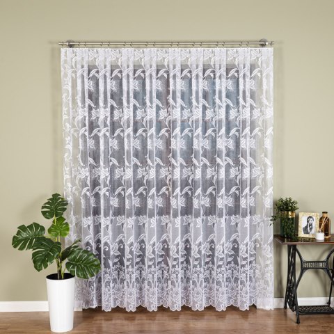 Firanka żakardowa ze wzorem po całości, wysokość 250cm, kolor 001 biały 049815/000/001/000250/1
