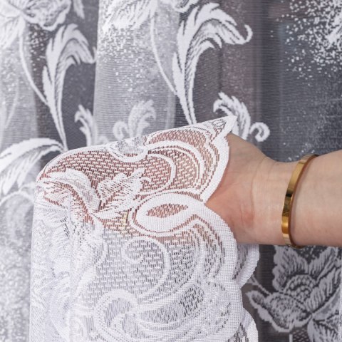 Firanka żakardowa ze wzorem po całości, wysokość 250cm, kolor 001 biały 049815/000/001/000250/1
