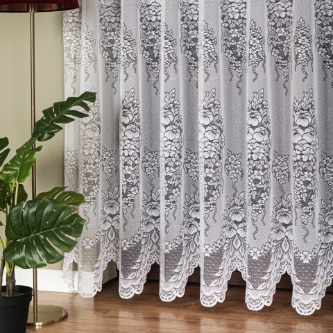 Firanka żakardowa ze wzorem po całości, wysokość 250cm, kolor 001 biały 361350/000/001/000250/1
