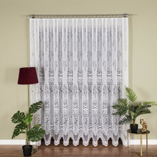 Firanka żakardowa ze wzorem po całości, wysokość 250cm, kolor 001 biały 361350/000/001/000250/1