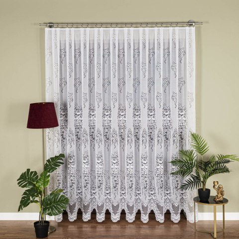 Firanka żakardowa ze wzorem po całości, wysokość 250cm, kolor 001 biały 361350/000/001/000250/1