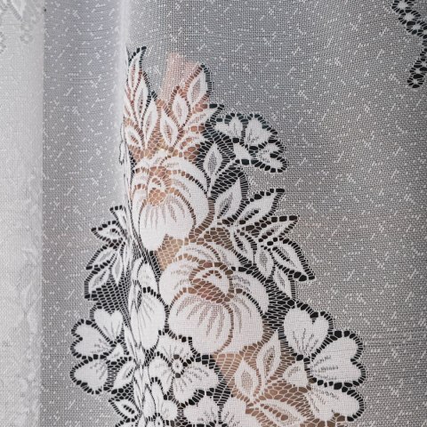 Firanka żakardowa ze wzorem po całości, wysokość 250cm, kolor 001 biały 361350/000/001/000250/1