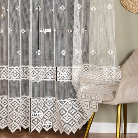 Firanka żakardowa na metry 011450 wysokość 250 cm kolor kremowy