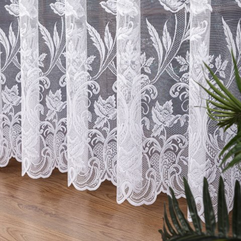Firanka żakardowa ze wzorem po całości, wysokość 270cm, kolor 001 biały 049815/000/001/000270/1