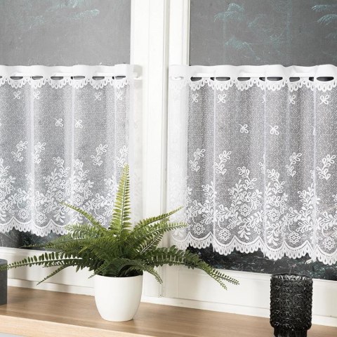 KAROLINA Zazdrostka żakardowa ze wzorem po całości, wysokość 45cm, kolor 001 biały 054160/000/001/000045/1