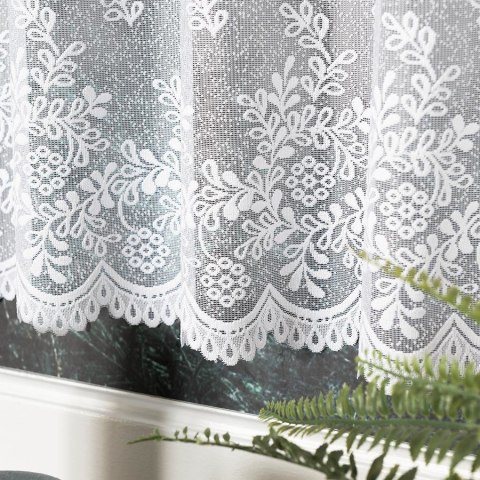 KAROLINA Zazdrostka żakardowa ze wzorem po całości, wysokość 45cm, kolor 001 biały 054160/000/001/000045/1