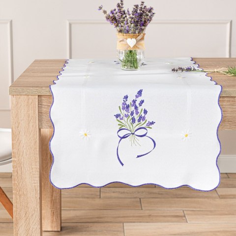 LAWENDOWA POLANA Bieżnik z haftem, szerokość 50cm x wysokość 100cm, kolor 001 biały 291771/KSP/001/050100/1