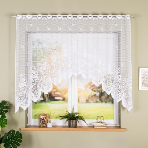 SARA Firanka żakardowa gotowa, szerokość 300 x wysokość 140cm, kolor 001 biały 044330/FBL/001/300140/1