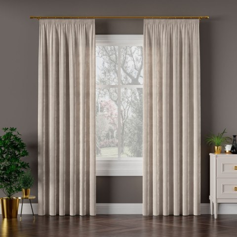 VELVI Zasłona gotowa na taśmie, szerokość 140 x wysokość 160cm, kolor 017 szaro-beżowy VELVI0/ZGT/017/140160/1