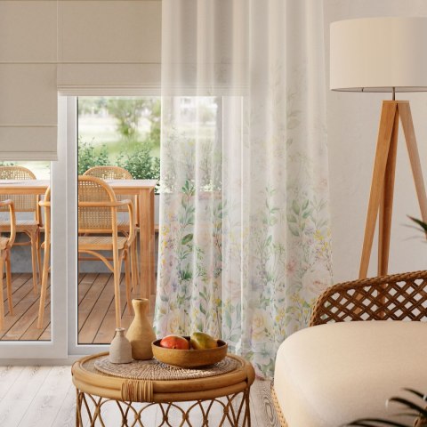 WIOSENNY OGRÓD Firanka z ołowianką WOAL wzór od dołu, wysokość 295cm, kolor 001 D00184/WOA/D01/000295/1