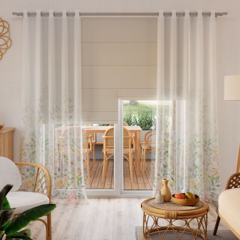 WIOSENNY OGRÓD Firanka z ołowianką WOAL wzór od dołu, wysokość 295cm, kolor 001 D00184/WOA/D01/000295/1