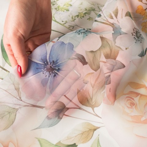 WIOSENNY OGRÓD Firanka z ołowianką WOAL wzór od dołu, wysokość 295cm, kolor 001 D00184/WOA/D01/000295/1