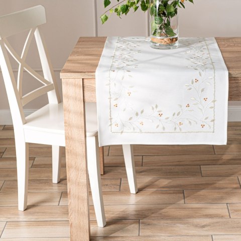 ZIELONA MELODIA Bieżnik z haftem, szerokość 50cm x wysokość 100cm, kolor 001 biały 291829/KSP/L01/050100/1