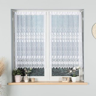 Zazdrostka żakardowa ze wzorem pasowym, wysokość 120cm, kolor 001 biały 018960/000/001/000120/1