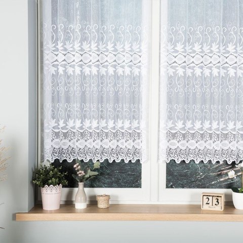 Zazdrostka żakardowa ze wzorem pasowym, wysokość 120cm, kolor 001 biały 018960/000/001/000120/1