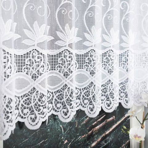 Zazdrostka żakardowa ze wzorem pasowym, wysokość 120cm, kolor 001 biały 018960/000/001/000120/1