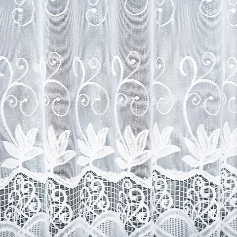 Zazdrostka żakardowa ze wzorem pasowym, wysokość 120cm, kolor 001 biały 018960/000/001/000120/1