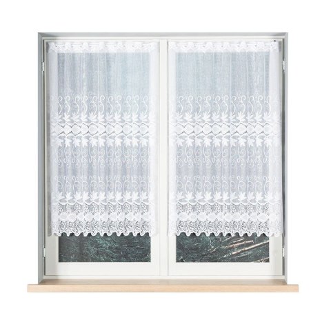 Zazdrostka żakardowa ze wzorem pasowym, wysokość 120cm, kolor 001 biały 018960/000/001/000120/1
