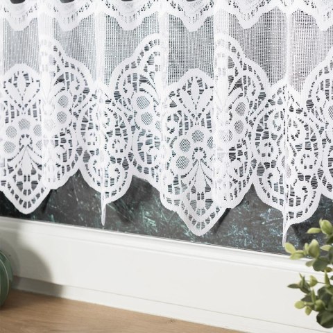 Zazdrostka żakardowa ze wzorem pasowym, wysokość 80cm, kolor 001 biały 018495/000/001/000080/1