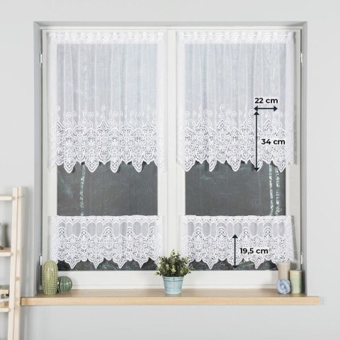 Zazdrostka żakardowa ze wzorem pasowym, wysokość 80cm, kolor 001 biały 018495/000/001/000080/1