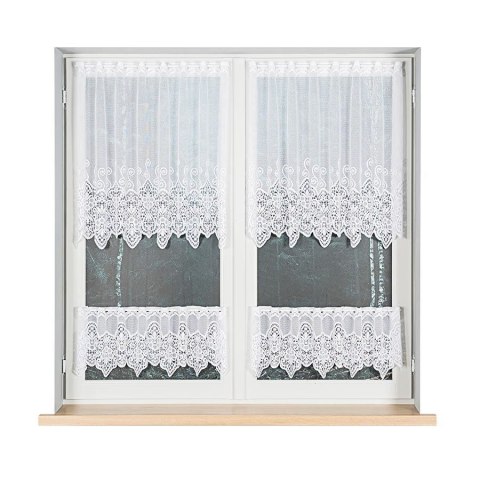 Zazdrostka żakardowa ze wzorem pasowym, wysokość 80cm, kolor 001 biały 018495/000/001/000080/1