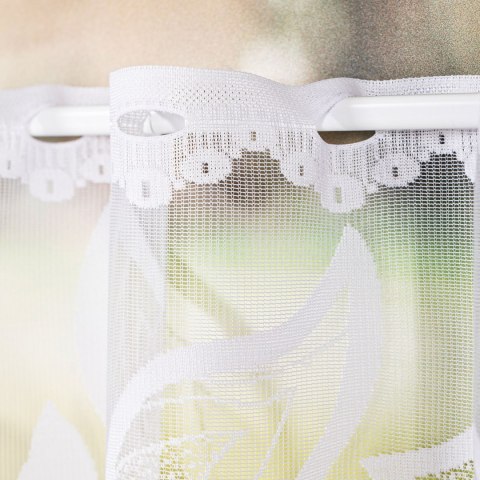 Zazdrostka żakardowa ze wzorem po całości, wysokość 80cm, kolor 001 biały 023338/000/001/000080/1