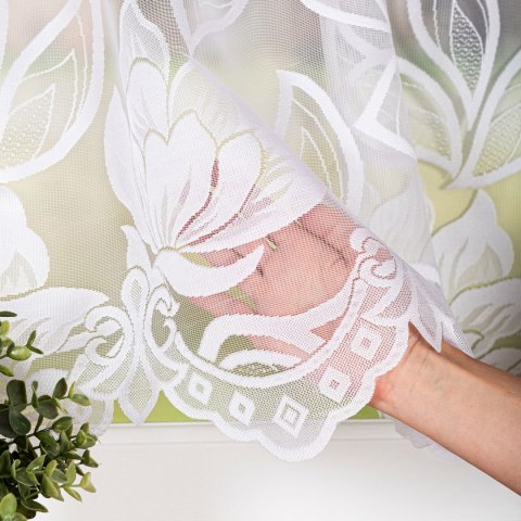 Zazdrostka żakardowa ze wzorem po całości, wysokość 80cm, kolor 001 biały 023338/000/001/000080/1