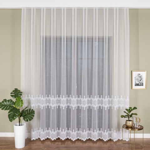 Firanka haftowana pasowa, wysokość 285cm, kolor 001 biały FH0027/768/001/000285/1