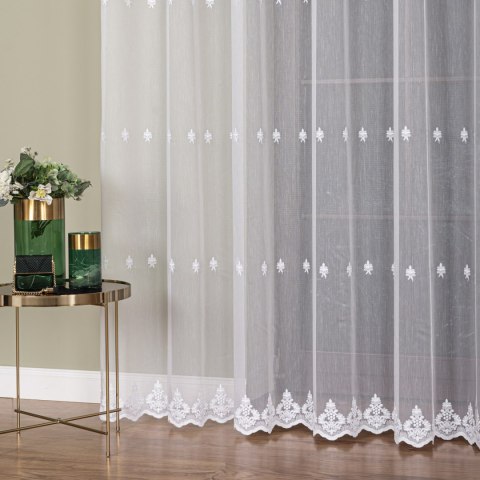 Firanka haftowana pasowa, wysokość 300cm, kolor 001 biały FH0042/768/001/000300/1