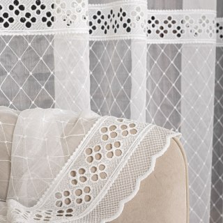 Firanka haftowana po całości, wysokość 285cm, kolor 012 kremowy FH0019/768/012/000285/1