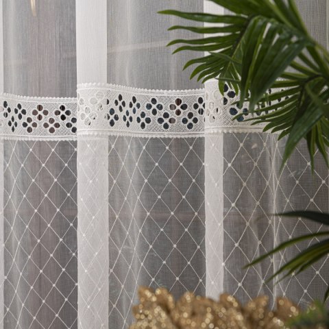 Firanka haftowana po całości, wysokość 285cm, kolor 012 kremowy FH0019/768/012/000285/1