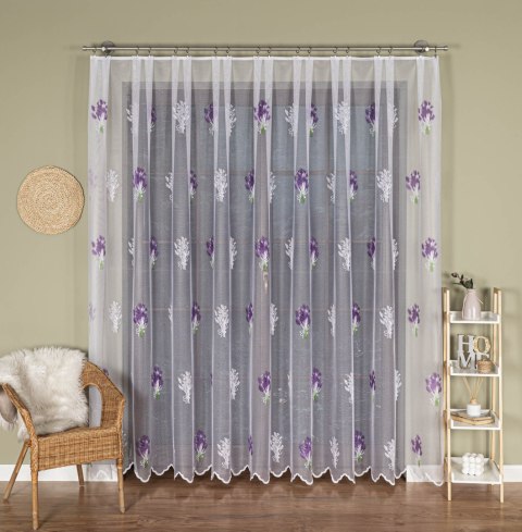 Firanka żakardowa drukowana ze wzorem po całości, wysokość 250cm, kolor 001 biały 018592/000/028/000250/1