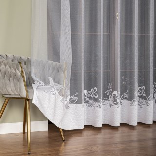Firanka żakardowa ze wzorem na samym dole, wysokość 250cm, kolor 001 biały 107199/000/001/000250/1