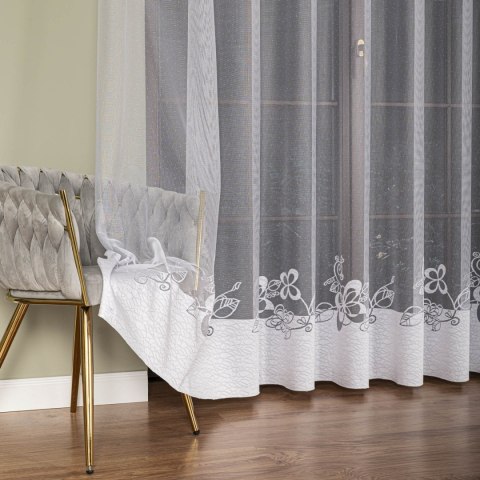 Firanka żakardowa ze wzorem na samym dole, wysokość 250cm, kolor 001 biały 107199/000/001/000250/1
