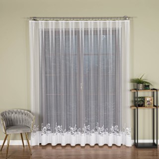 Firanka żakardowa ze wzorem na samym dole, wysokość 250cm, kolor 001 biały 107199/000/001/000250/1