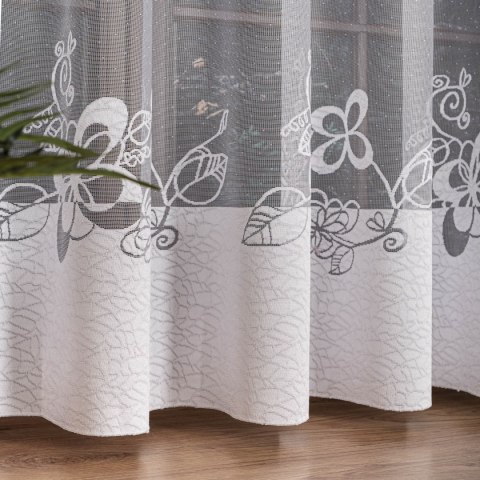 Firanka żakardowa ze wzorem na samym dole, wysokość 250cm, kolor 001 biały 107199/000/001/000250/1