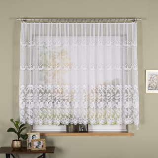 Firanka żakardowa ze wzorem pasowym, wysokość 150cm, kolor 001 biały 361270/000/001/000150/1