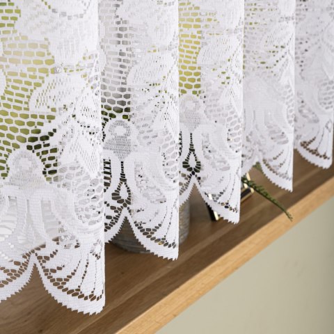 Firanka żakardowa ze wzorem pasowym, wysokość 150cm, kolor 001 biały 361270/000/001/000150/1